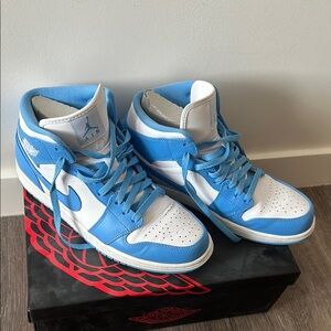 Air Jordan High-Top Sneakers in Blue and White